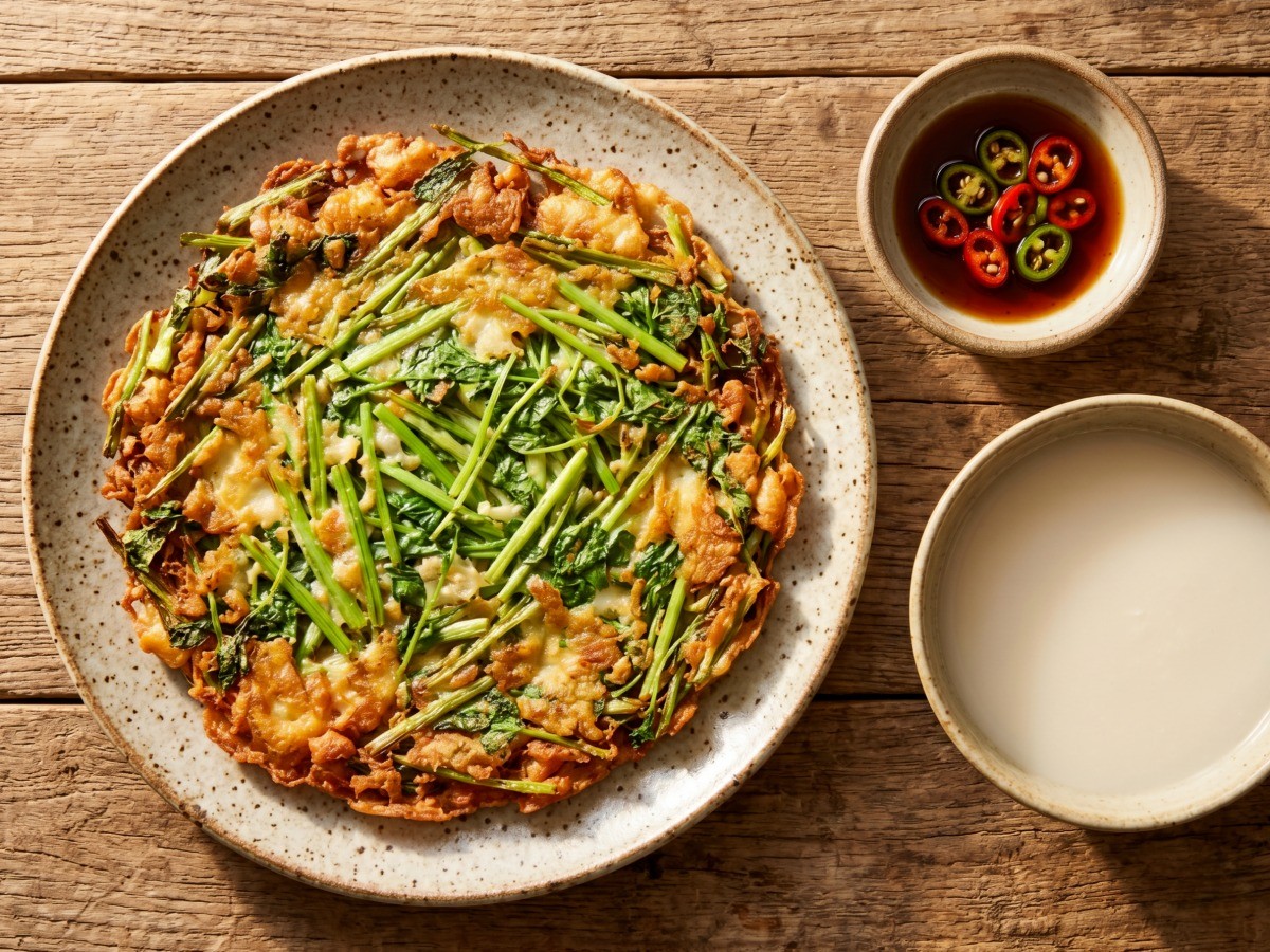 노릇노릇 바삭하게 구워진 향긋한 이연복 제철 미나리전 완성 사진