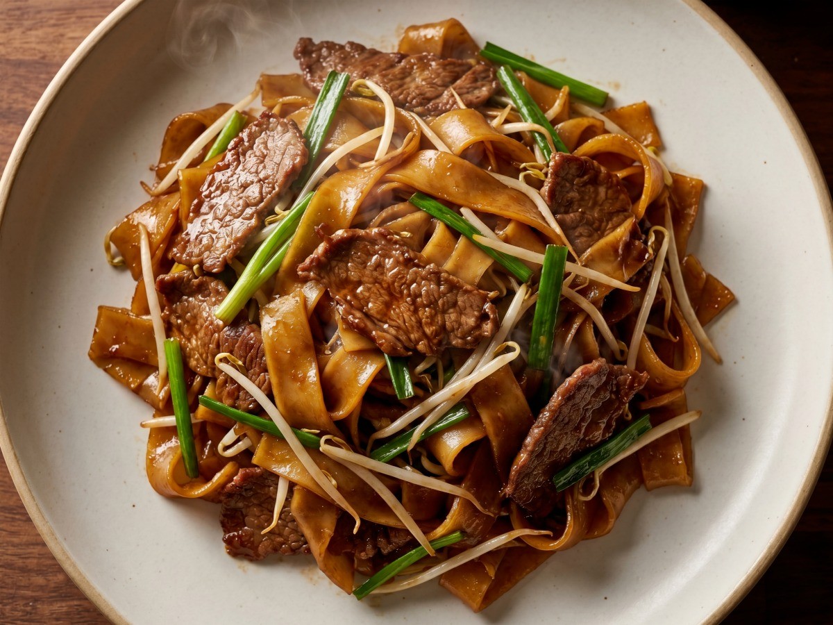 이연복 셰프 레시피로 만든 윤기 흐르는 미국식 소고기 볶음 쌀국수(비프 차우펀) 완성 사진