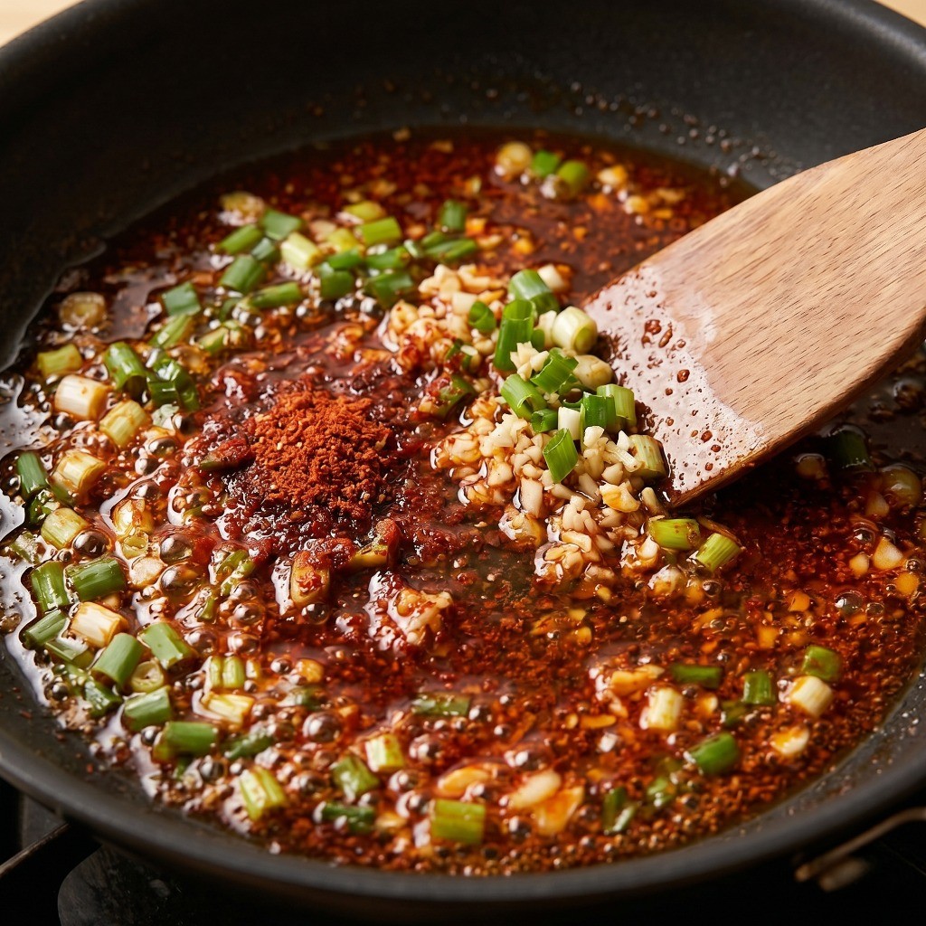 중식 어향소스 비법: 파, 마늘, 고춧가루로 고추기름 풍미 내기