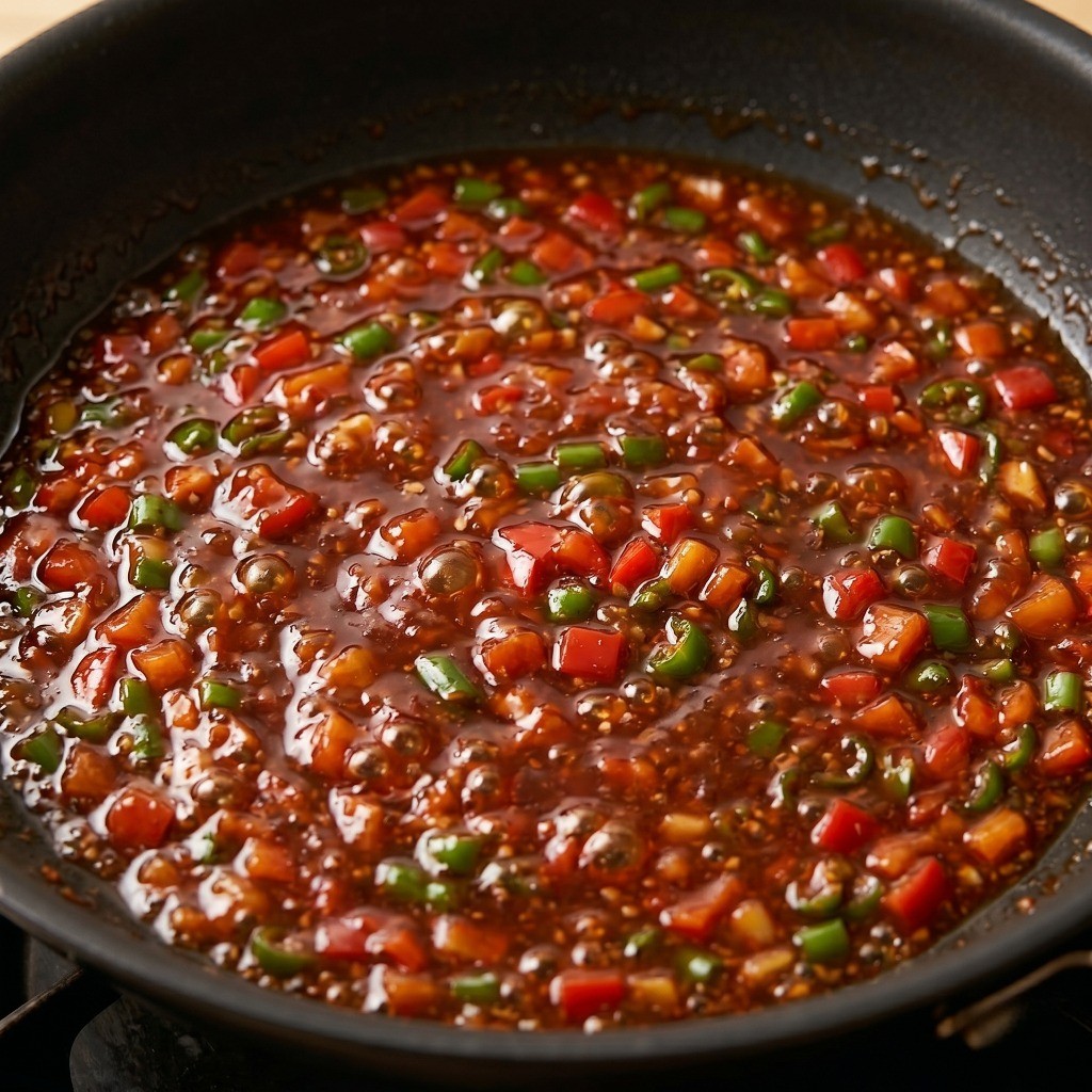 갖은 채소와 두반장, 굴소스를 넣어 걸쭉한 특제 어향소스 끓이는 법