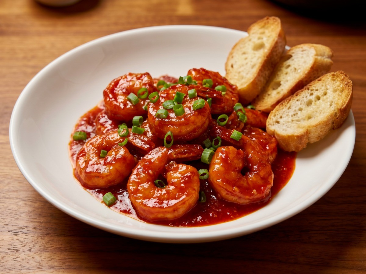 이연복 셰프의 튀기지 않는 초간단 칠리새우 완성 요리 사진