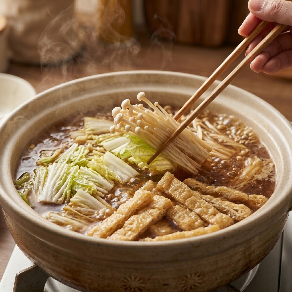 이연복 두부전골 끓이는 법 3단계: 포만감을 더해줄 실당면 전골 육수에 넣고 끓이기