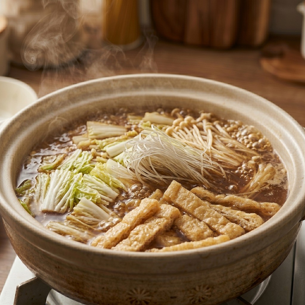 이연복 두부전골 끓이는 법 4단계: 국물을 머금어 쫄깃한 두부튀김 넣고 끓이는 조리 과정