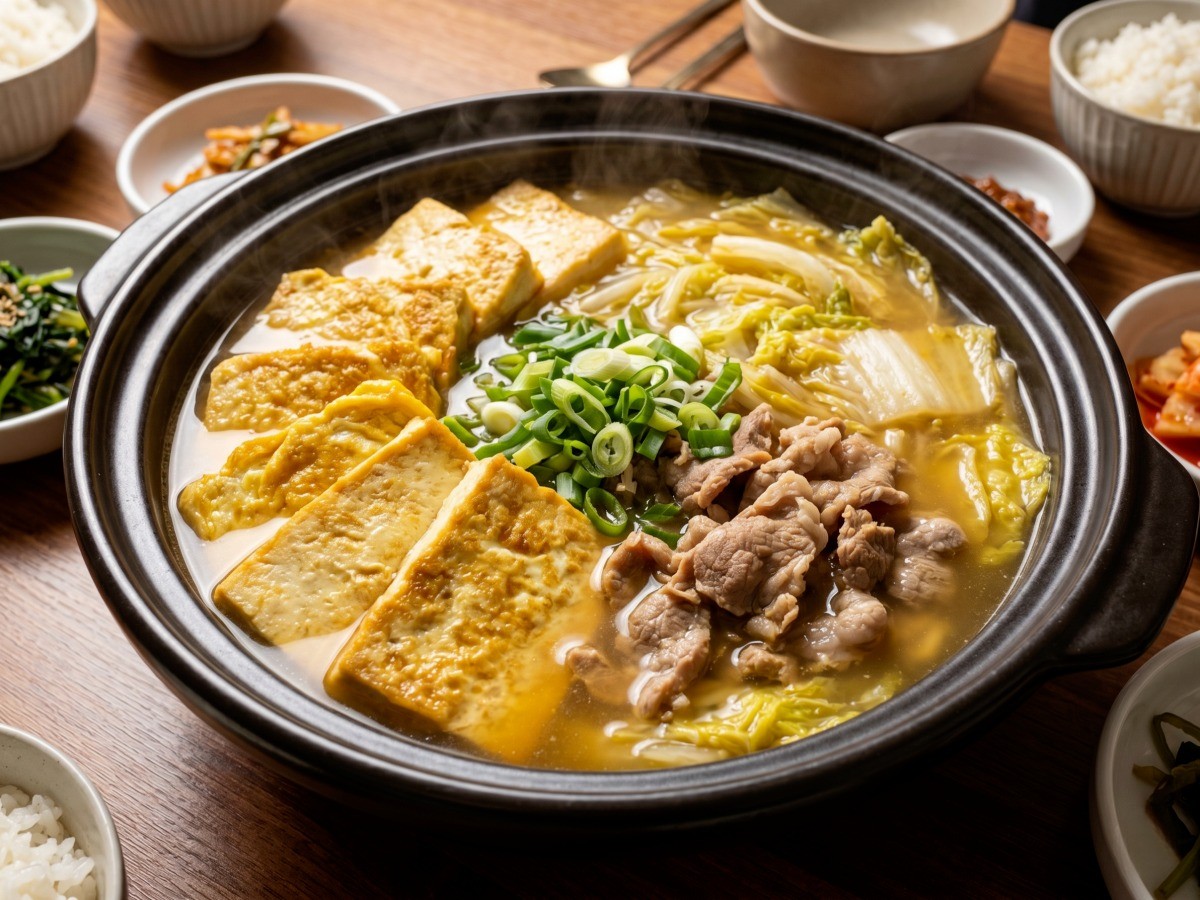 이연복 두부계란전골 완성 모습 - 겨울철 따끈한 국물 요리 추천