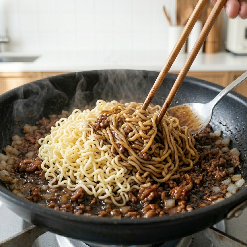 면과 소스가 잘 버무려져 완성된 이연복 쟁반 유니짜장