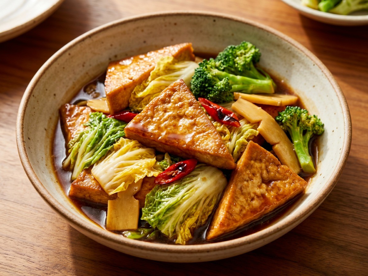 이연복 가상두부 완성 사진 - 고기 없이 해선간장으로 감칠맛을 낸 겉쫄속촉 중식 두부조림