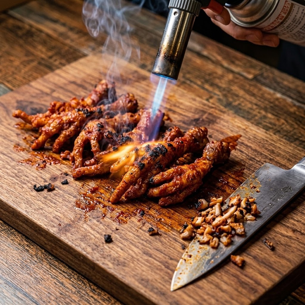 숯불향 가득 불맛 입혀 잘게 자른 이영자 닭발 볶음밥 재료
