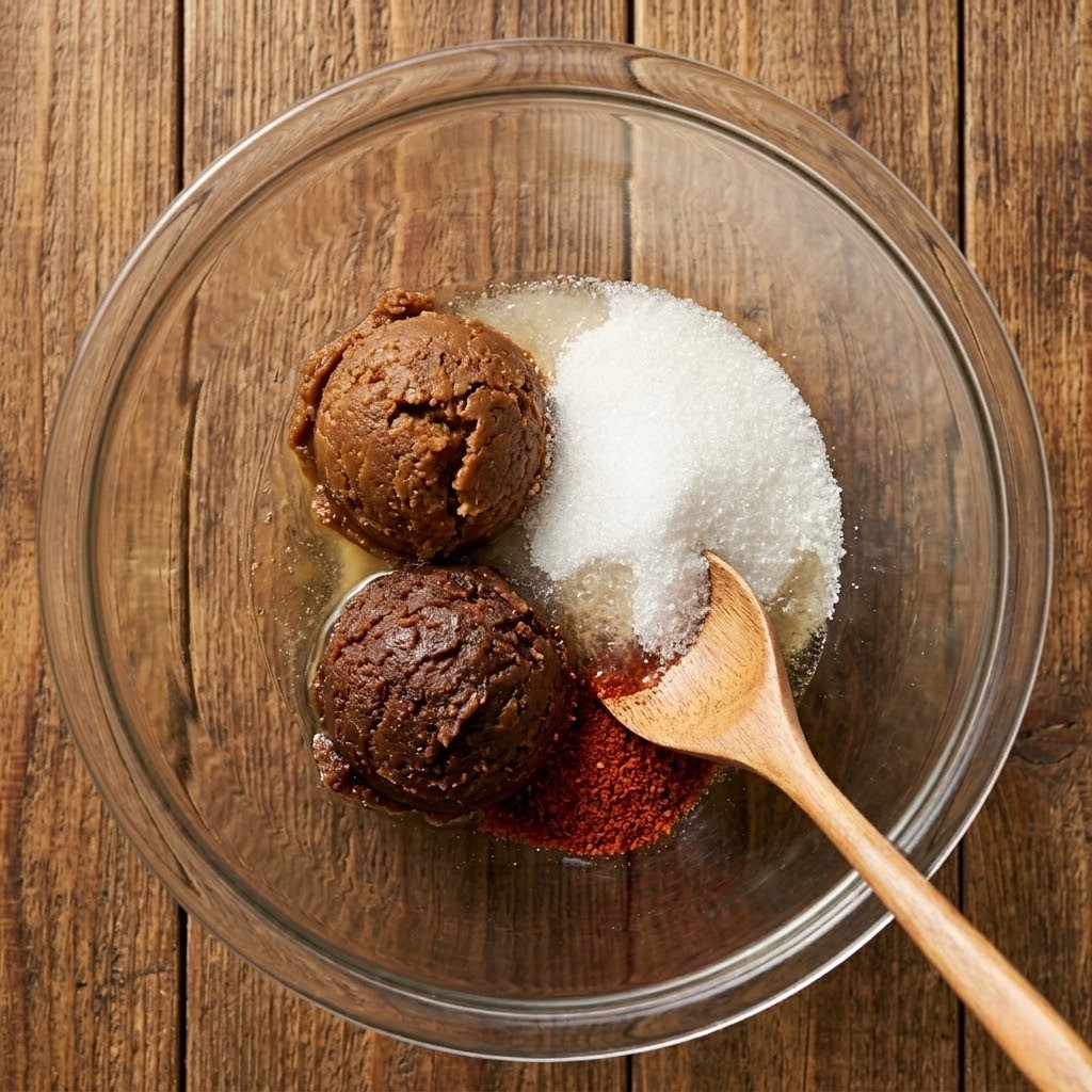 빅마마표 땅콩만능장 만들기 1단계: 집된장, 설탕, 맛술, 고춧가루 황금비율로 섞기