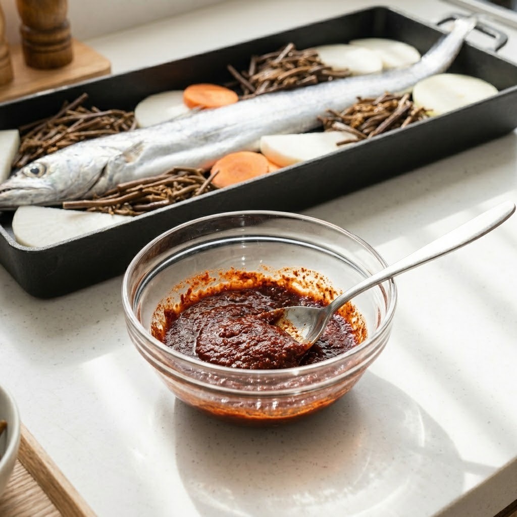 편스토랑 한지혜 통갈치조림 비법 양념장 (된장, 고춧가루 포함) 만들기 과정