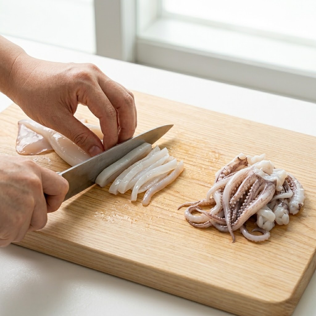물회용 한치 내장 제거 및 먹기 좋은 크기로 손질하는 방법