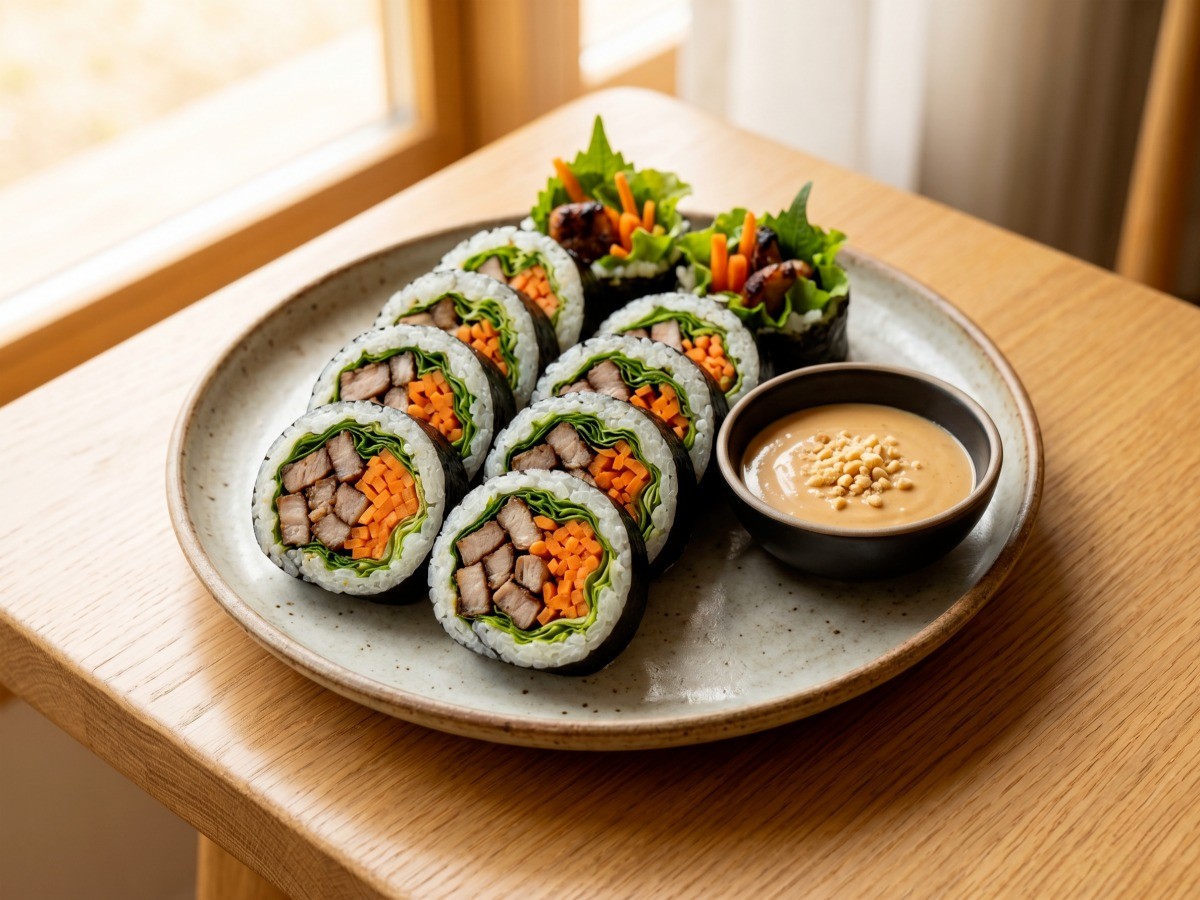 편스토랑 한지혜 제주 흑돼지김밥 및 우도땅콩마요소스 완성 플레이팅