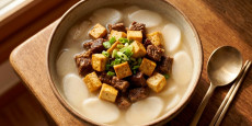 편스토랑 문정원 레시피로 완성한 깊고 진한 국물 맛의 소고기 두부 꾸미 떡국