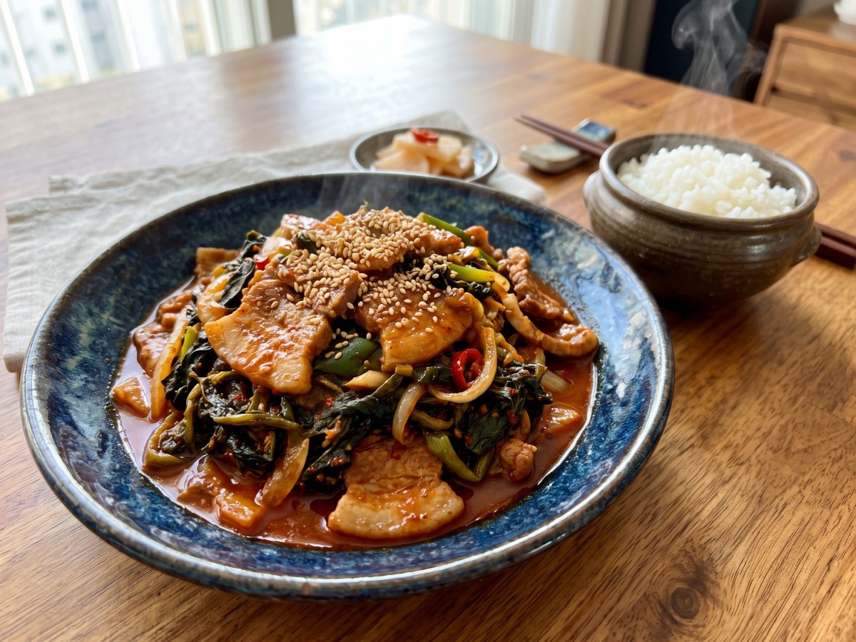 고들빼기 두루치기 완성 요리, 편스토랑 김재원 레시피