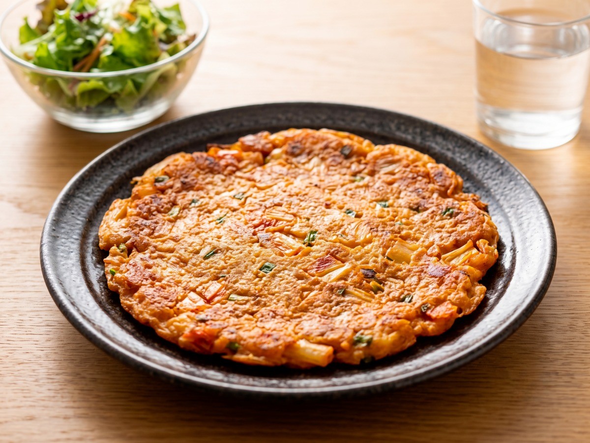 오윤아 콩가루 김치부침개 완성 요리, 편스토랑 레시피