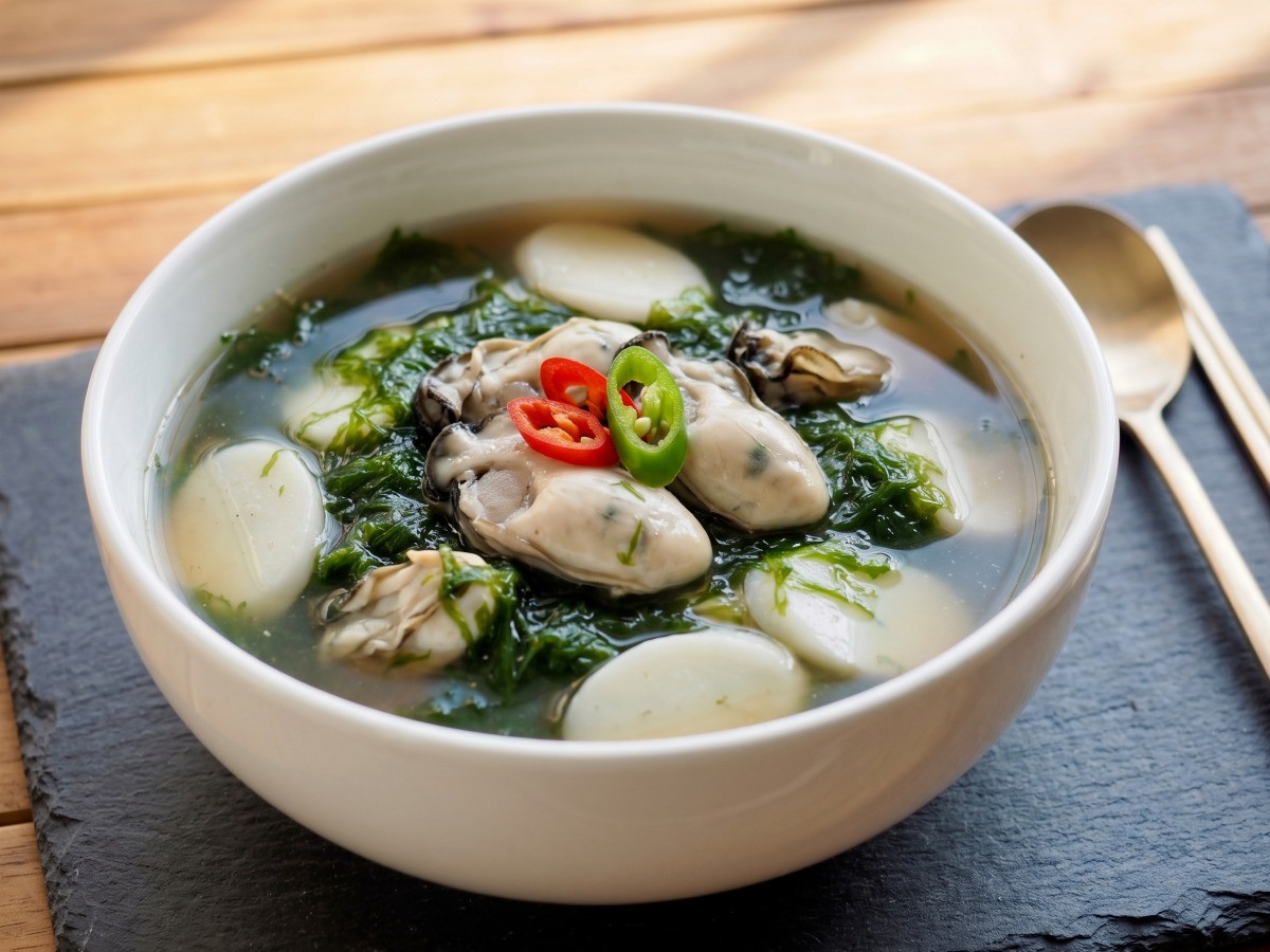 매생이굴떡국 완성 요리, 편스토랑 이영자 레시피