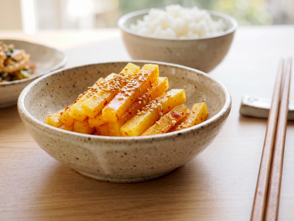 단무지무침 완성 요리, 편스토랑 류수영 레시피