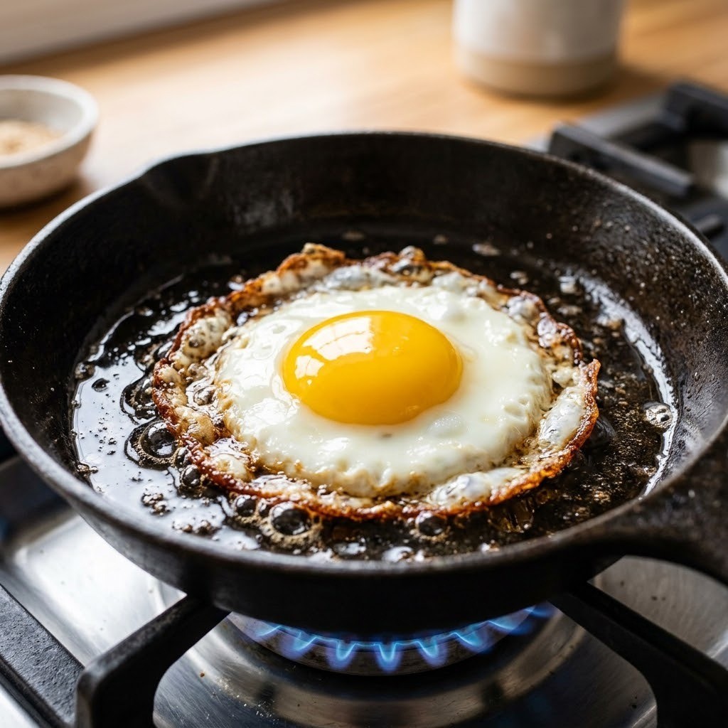 달걀 프라이 부치기, 참간초 비빔밥 만들기 3단계