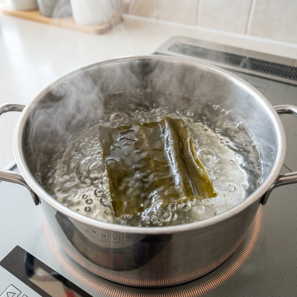 다시마 육수 끓이기, 한우차돌 부대찌개 만들기 1단계