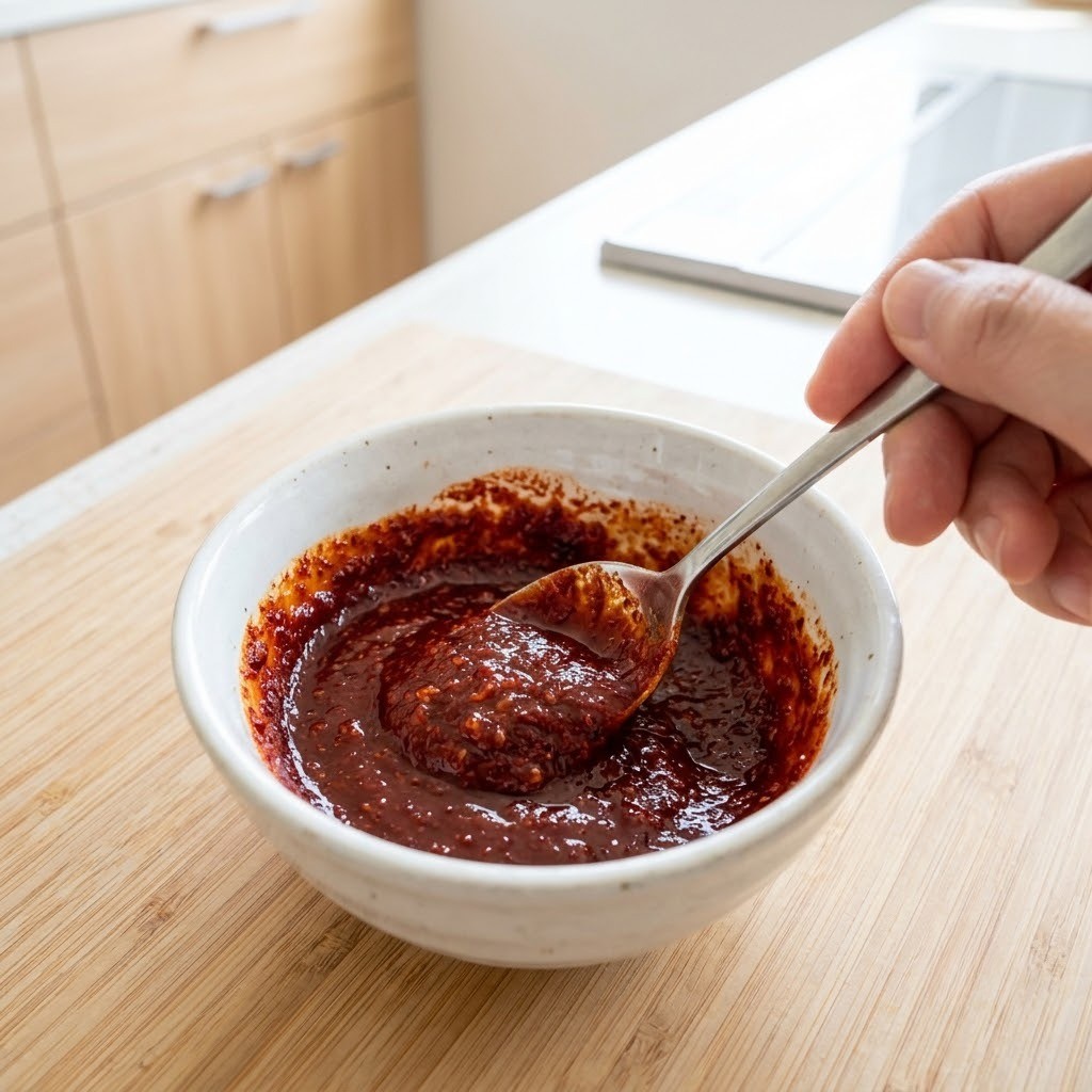 부대찌개 양념장 섞기, 한우차돌 부대찌개 만들기 3단계