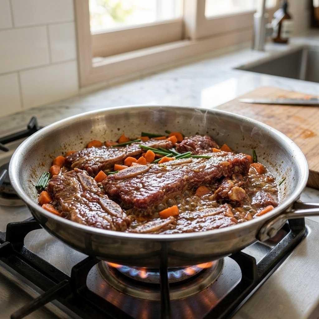 팬에 LA갈비와 당근 찌기 편스토랑 정상훈 갈비찜