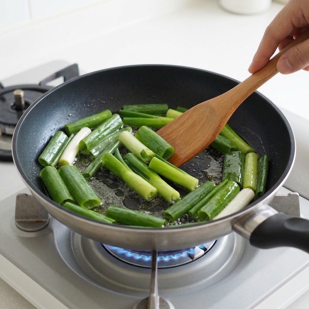 대파 썰고 파기름 내기, 진라볶이 만들기 1단계