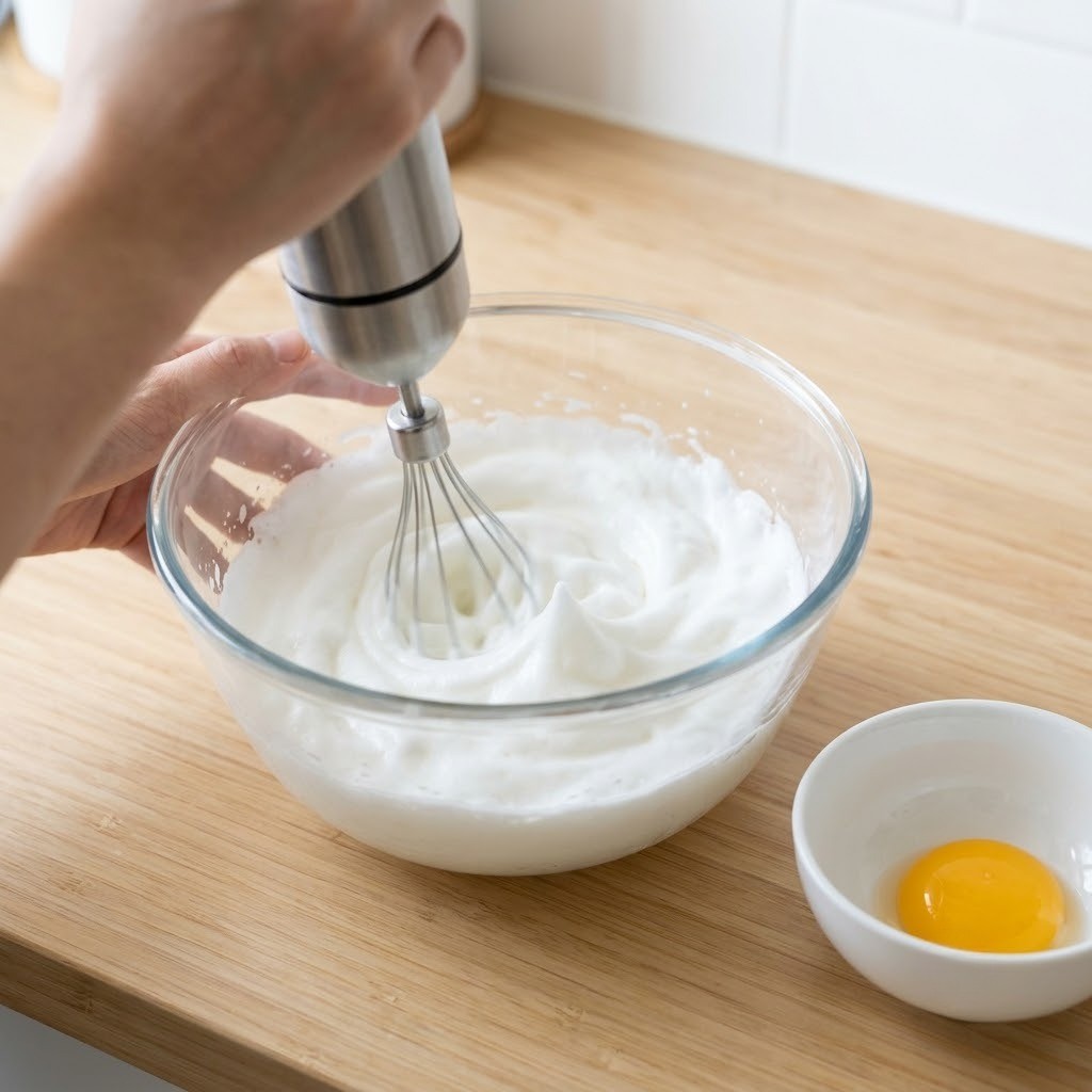 달걀 흰자로 부드러운 머랭 치기, 보름달면 만들기 2단계