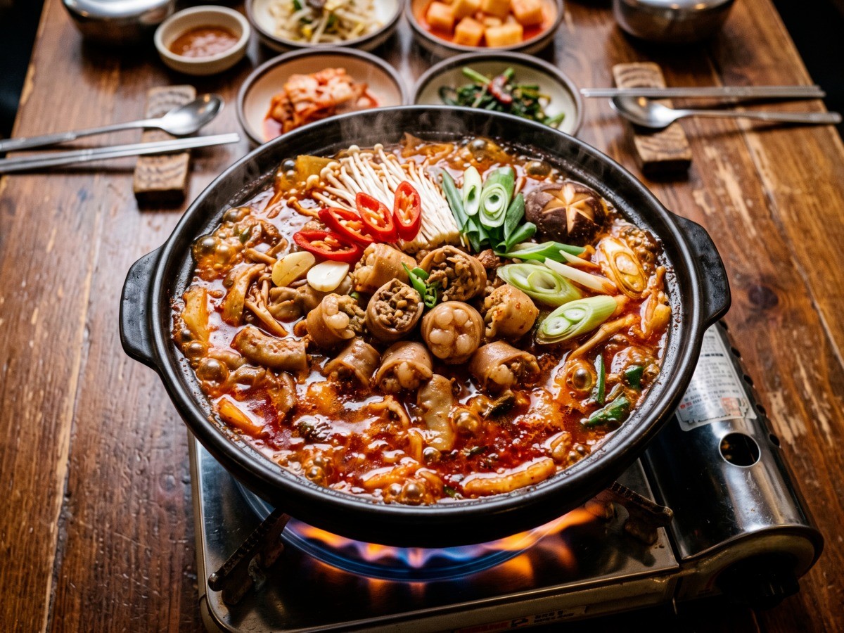 얼큰하고 진한 국물의 곱창 전골 완성 요리, 편스토랑 정상훈 레시피