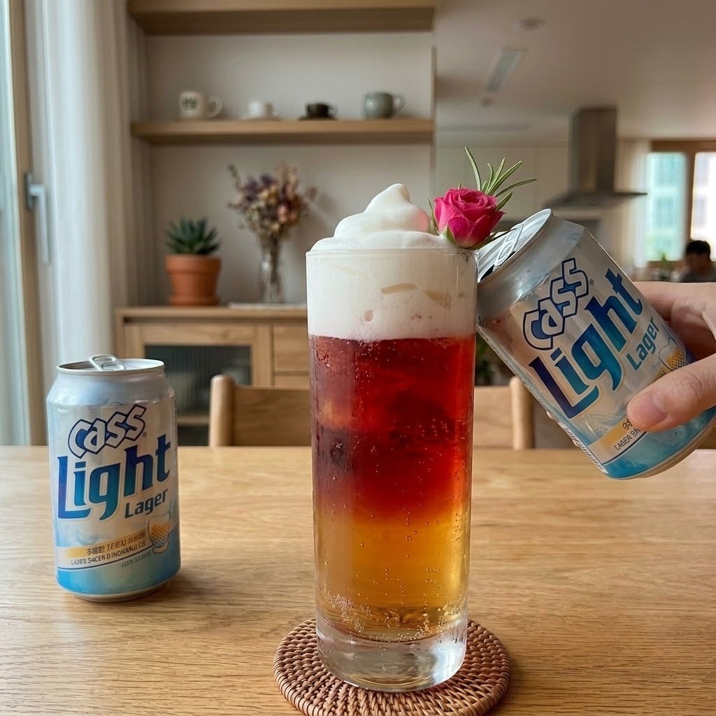 캔맥주 흔들어 크림 거품 올리기, 로제비어 만들기 2단계 편스토랑 류수영