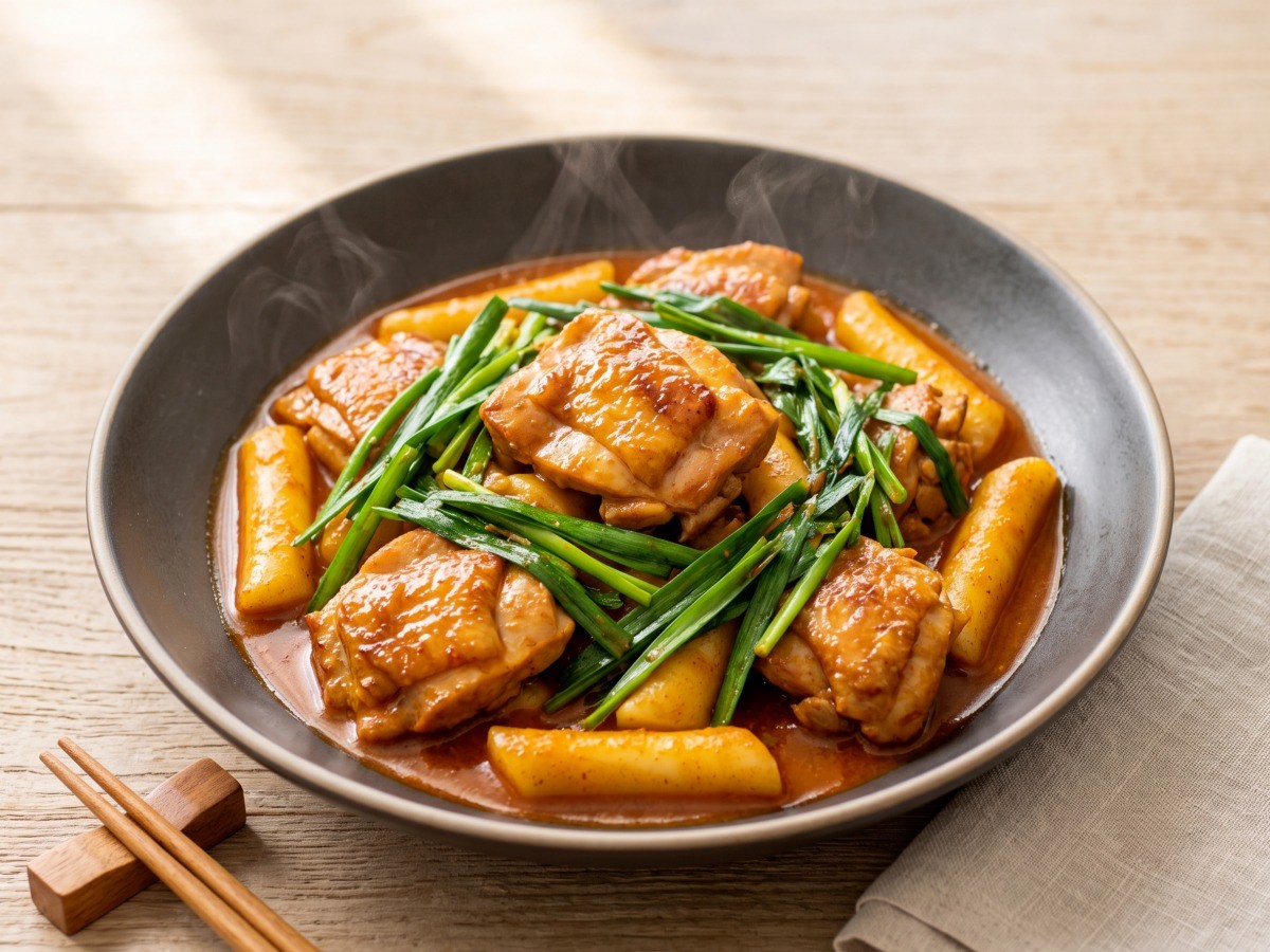 편스토랑 정상훈 부추카레닭볶이 완성 요리, 매콤달콤한 닭볶이와 부추의 조합