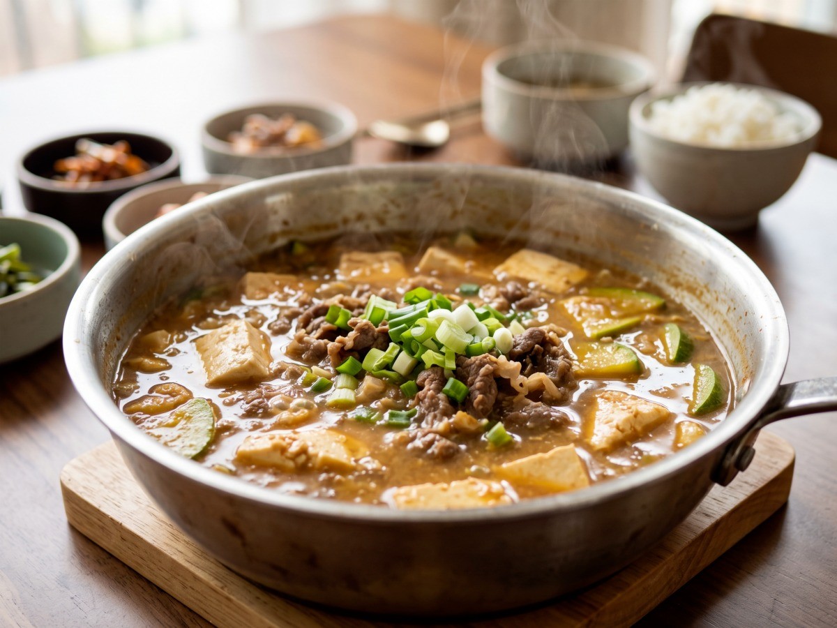 구수한 된장 누룽지와 부드러운 순두부가 어우러진 편스토랑 심지호 누룽된장찌개 완성 요리