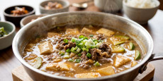 구수한 된장 누룽지와 부드러운 순두부가 어우러진 편스토랑 심지호 누룽된장찌개 완성 요리