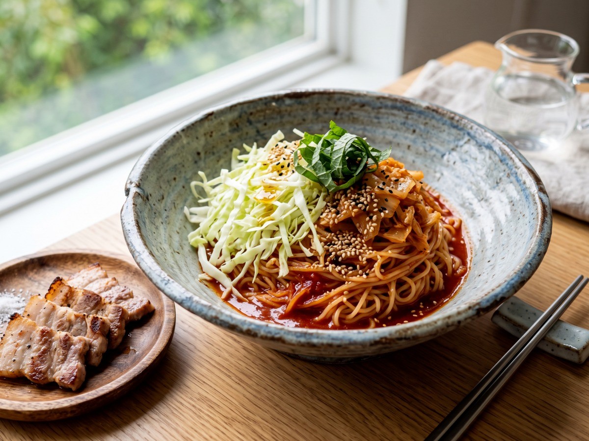 봄동 비빔면 완성 요리, 편스토랑 류수영 레시피