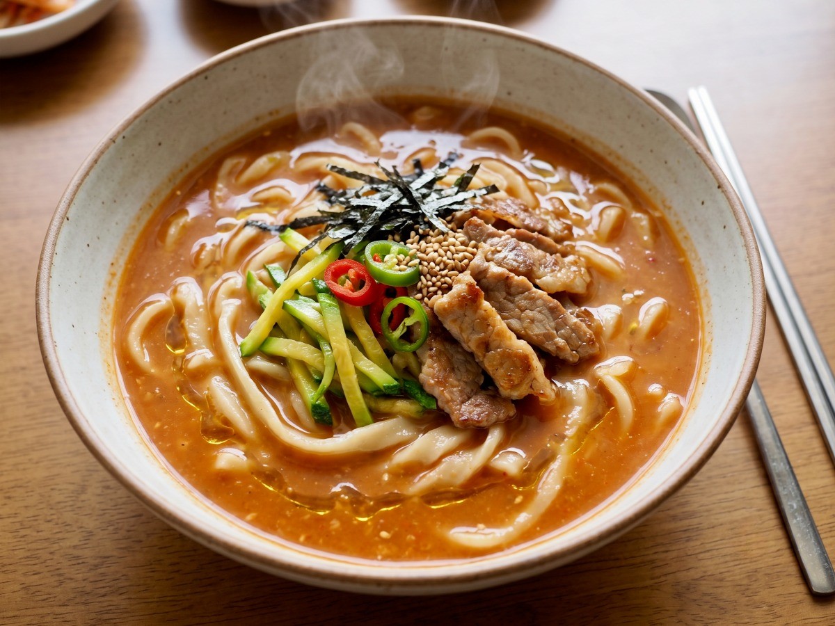 볏짚 훈연 장칼국수 완성 요리, 편스토랑 차예련 레시피