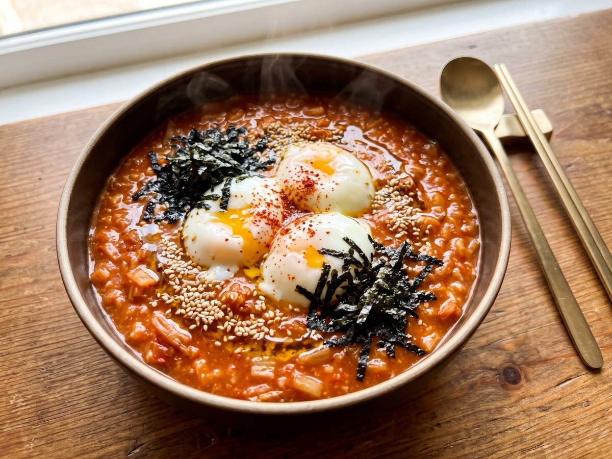 수란 김치죽 완성 요리, 편스토랑 류수영 레시피