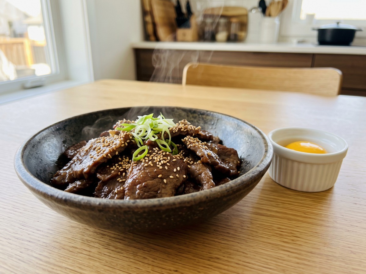 류수영 갈배불고기 완성 요리와 계란 노른자 세팅, 편스토랑 레시피