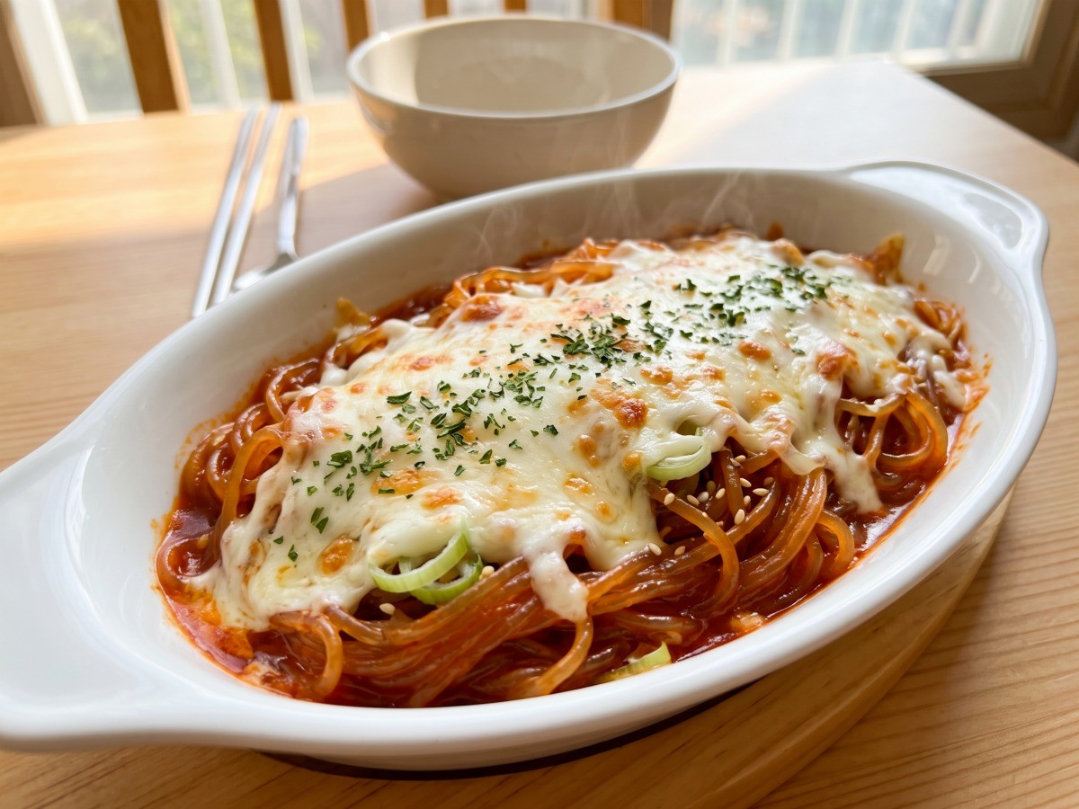 빨간 잡채 그라탕 완성 요리, 편스토랑 이찬원 치즈 레시피