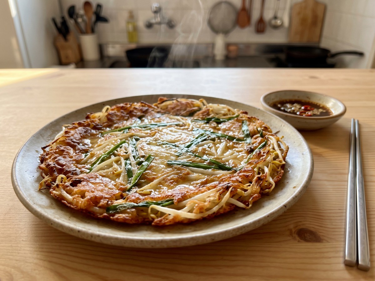 이찬원 콩나물부침개 노릇하고 바삭하게 구워낸 완성 요리, 편스토랑 레시피