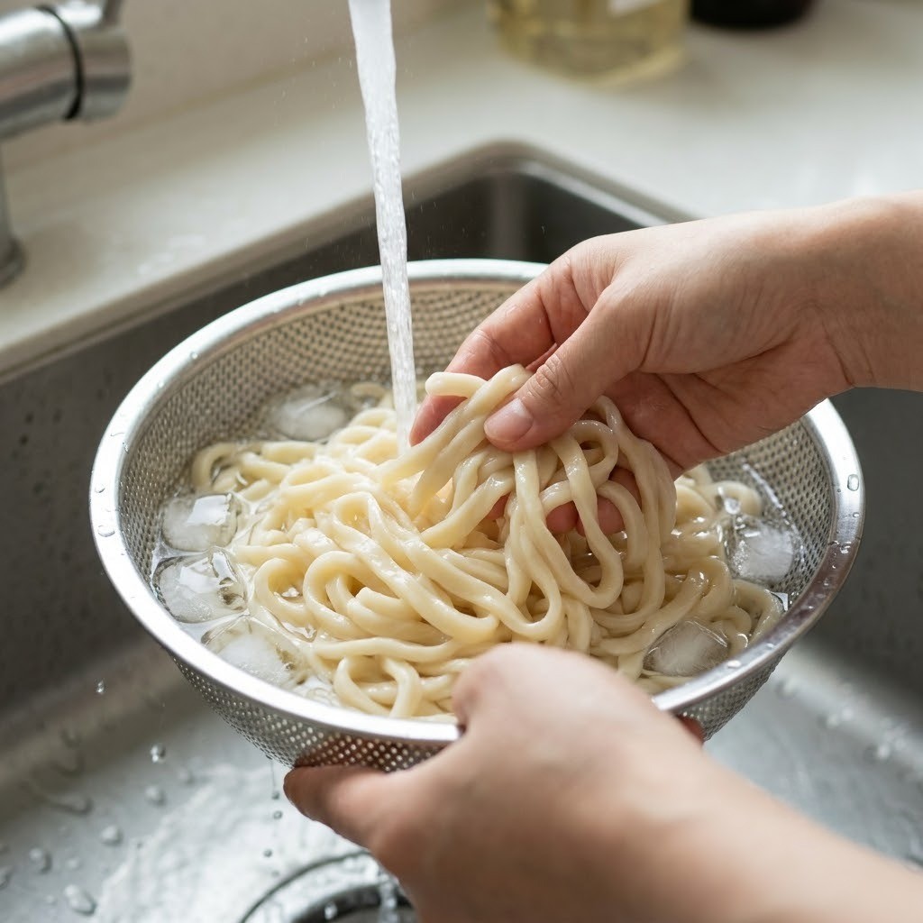 끓는 물에 칼국수면 삶아 찬물에 탱글하게 헹구기, 차예련 K-분짜 3단계