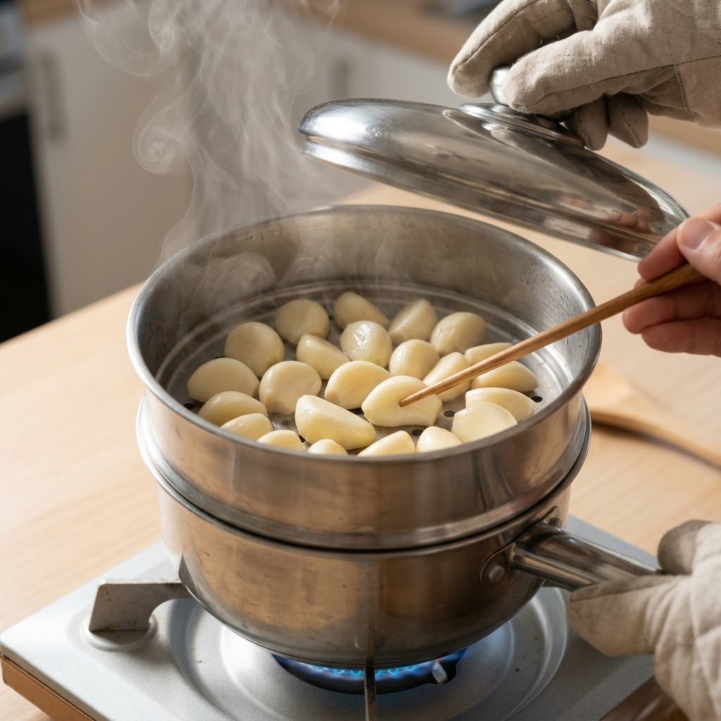 마늘 찜기에 찌기, 너마늘 위한 셰이크 만들기 1단계
