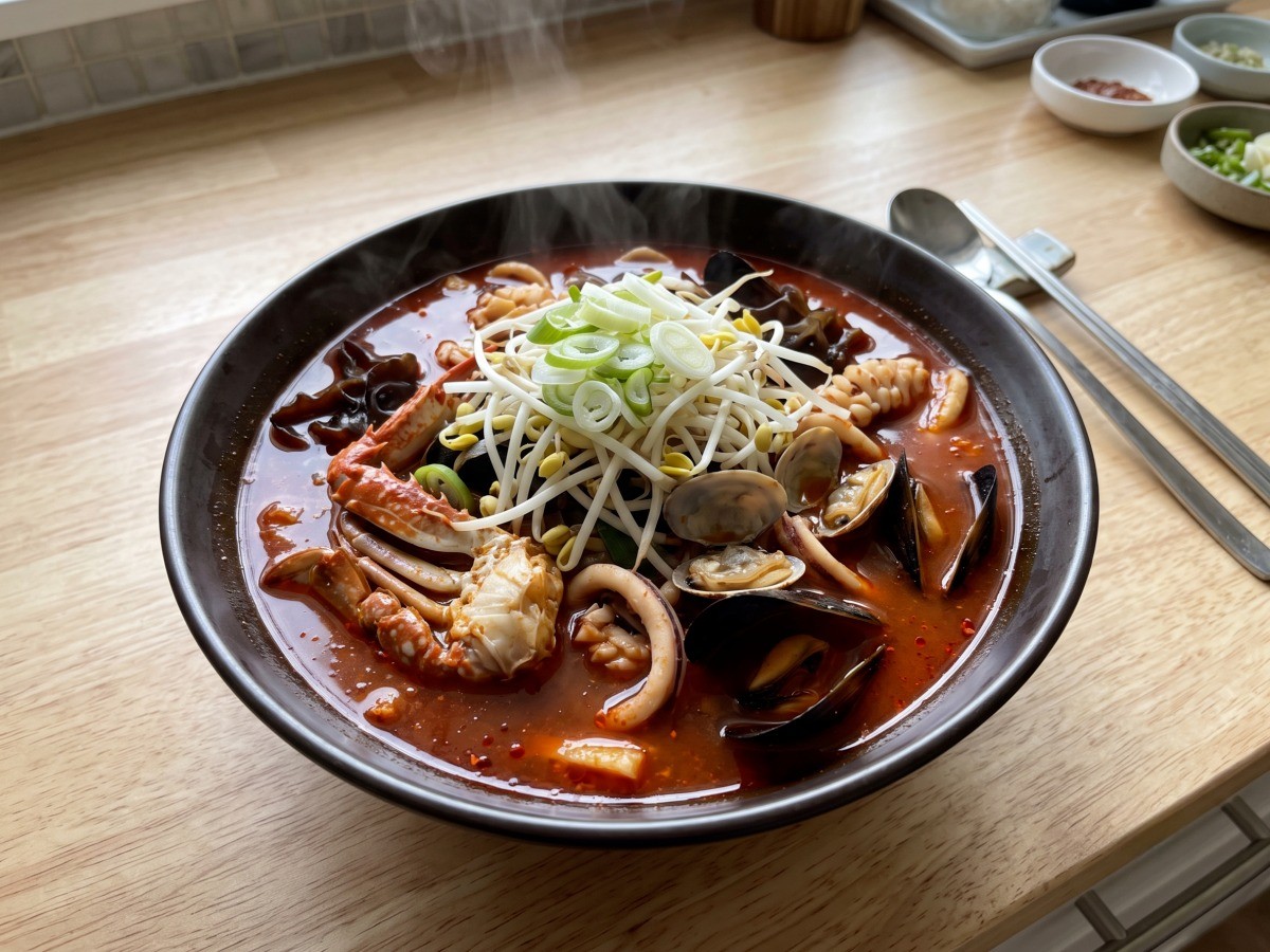 얼큰하고 시원한 국물의 짬뽕탕 완성 요리, 편스토랑 정상훈 레시피