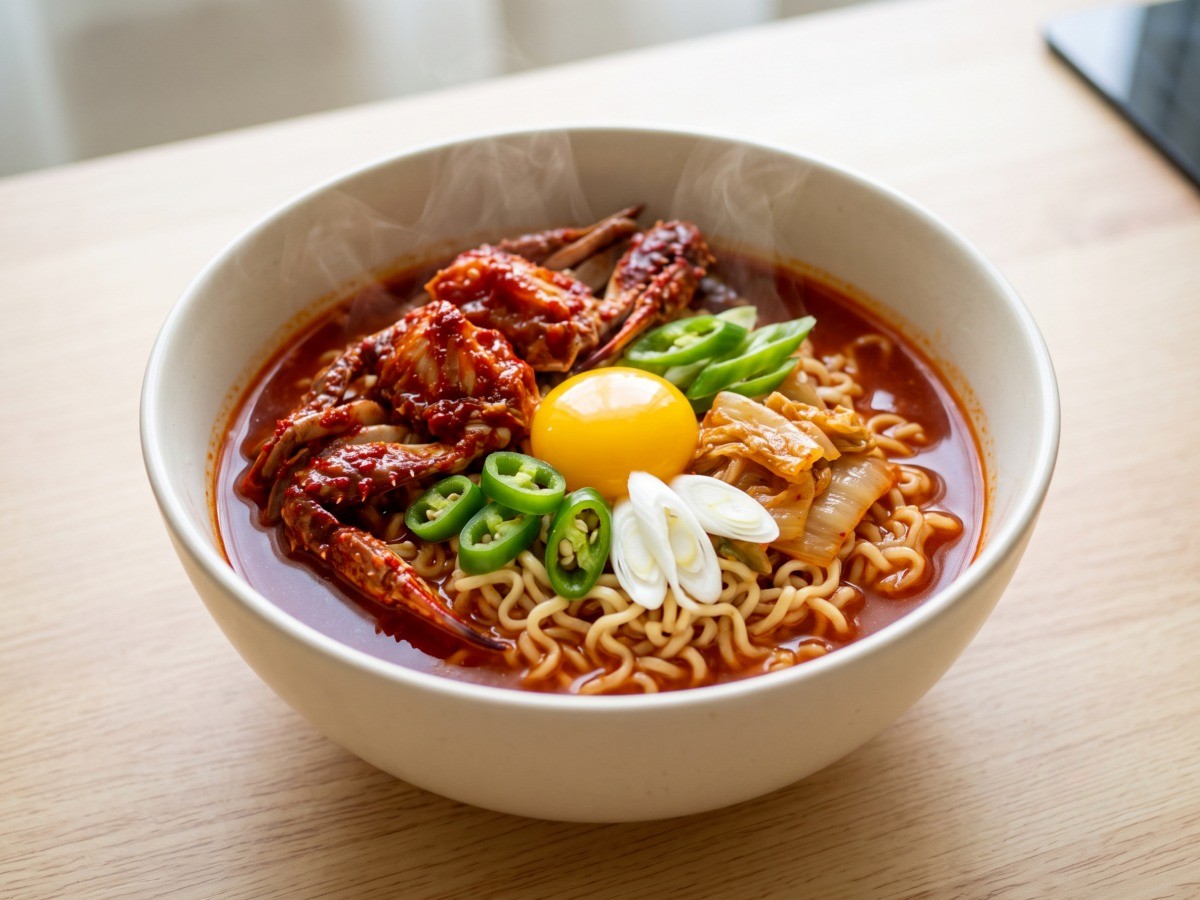 편스토랑 주상욱 양념게장 라면 완성 요리, 매콤달콤한 게장과 라면의 조화