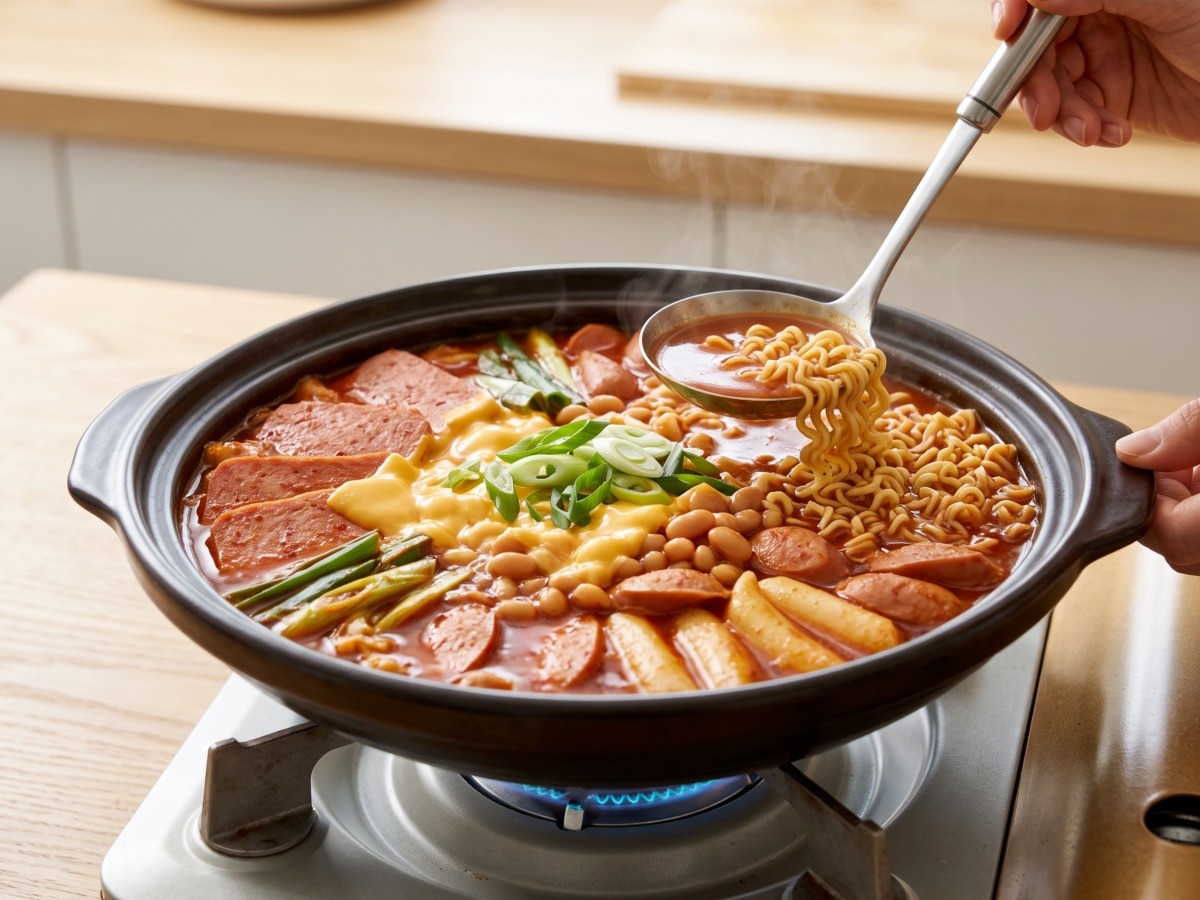 편스토랑 류수영 부대찌개 완성 요리와 푸짐한 사리