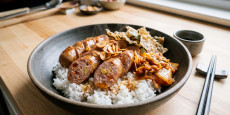 편스토랑 김규리 마늘 김치 소시지 덮밥과 바삭한 김부각 완성 요리
