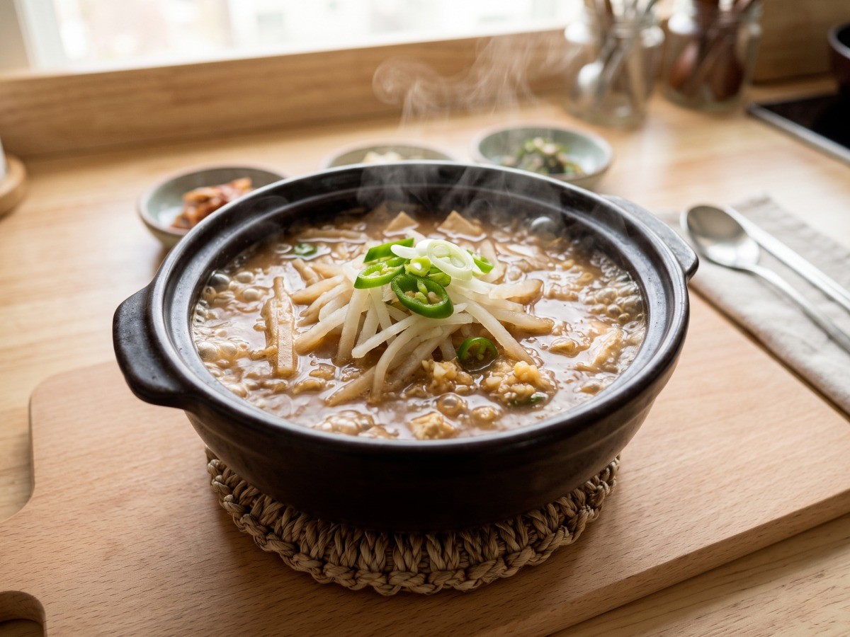 편스토랑 김규리 무된장찌개 뚝배기에 담겨 보글보글 끓는 모습