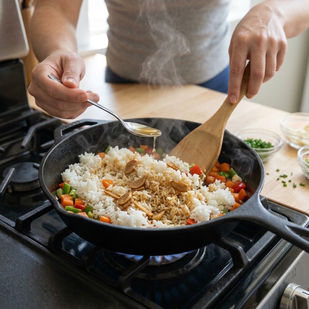 차돌 마짱밥 마늘장아찌와 고슬고슬한 밥 장아찌 국물 볶기