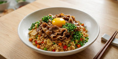 편스토랑 이찬원 차돌 마짱밥 달걀노른자를 올린 완성 요리