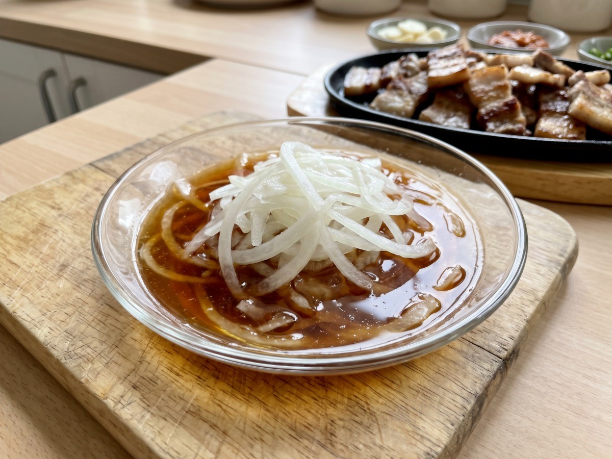 편스토랑 류수영 양파간초소스 그릇에 담긴 완성 요리
