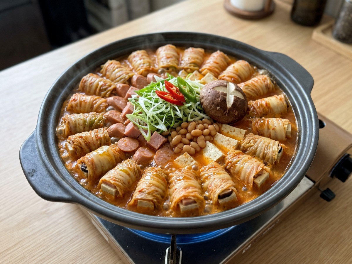 편스토랑 박탐희 묵은지장 부대찌개 정갈한 묵은지쌈 전골 완성 상차림