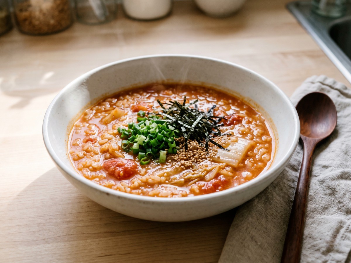편스토랑 차예련 김치 토마토 해장죽 고추기름과 홀토마토가 어우러진 얼큰한 완성 요리