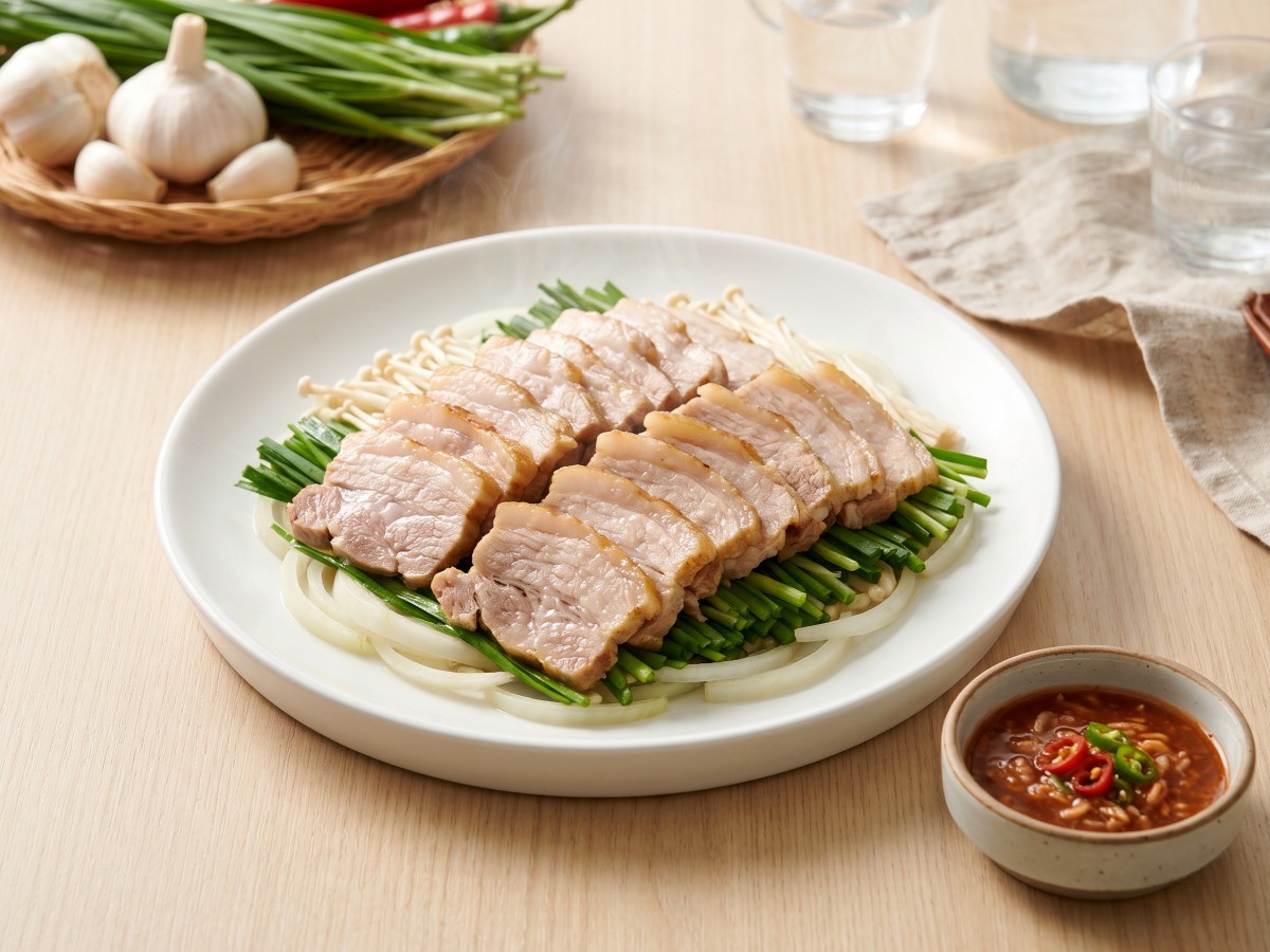 편스토랑 차예련 항정수육 완성 요리와 감칠맛 가득한 새우젓 소스 상차림